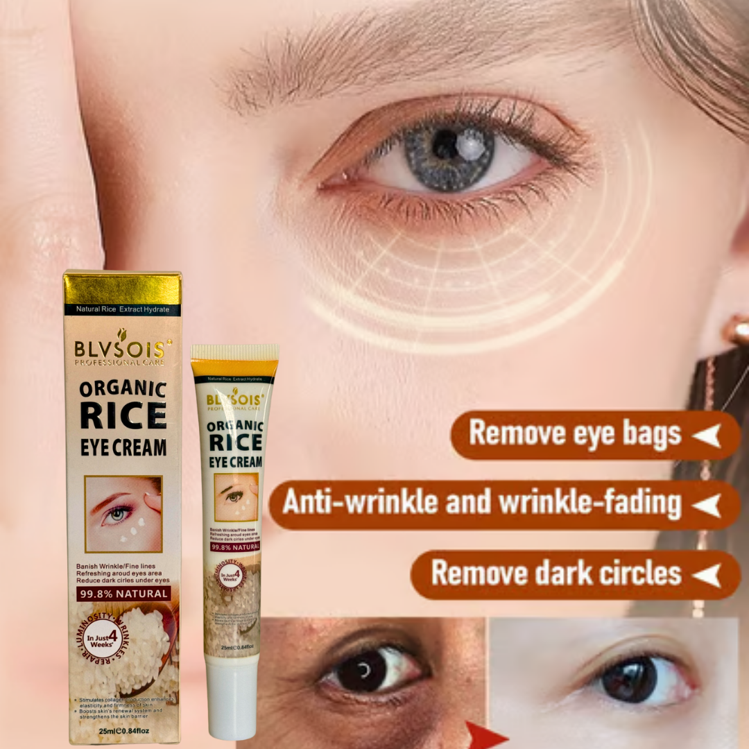 Organic Rice Eye Cream - Best For Dark Circles, Wrinkles, Eye Bags, Etc