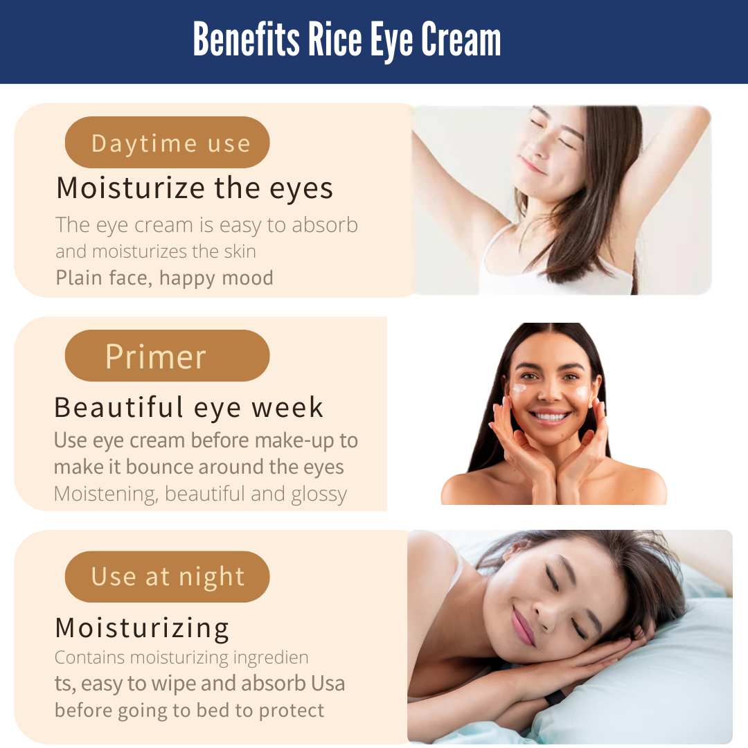 Organic Rice Eye Cream - Best For Dark Circles, Wrinkles, Eye Bags, Etc