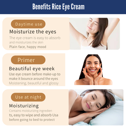 Organic Rice Eye Cream - Best For Dark Circles, Wrinkles, Eye Bags, Etc