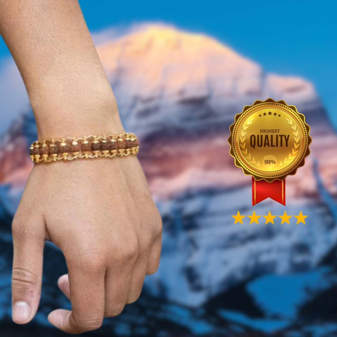 Gold Plated Modern Rudraksha Bracelet