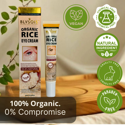 Organic Rice Eye Cream - Best For Dark Circles, Wrinkles, Eye Bags, Etc