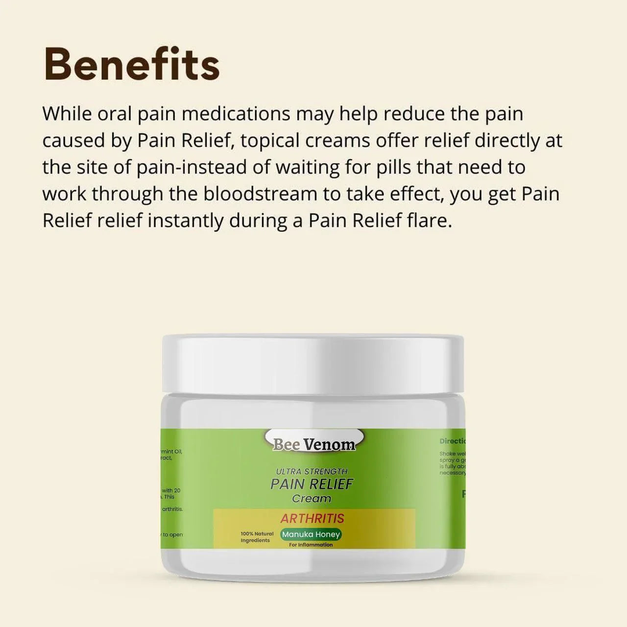 Bee Venom Ultra Strength Pain Relief Cream | Free Delivery - Rs.999